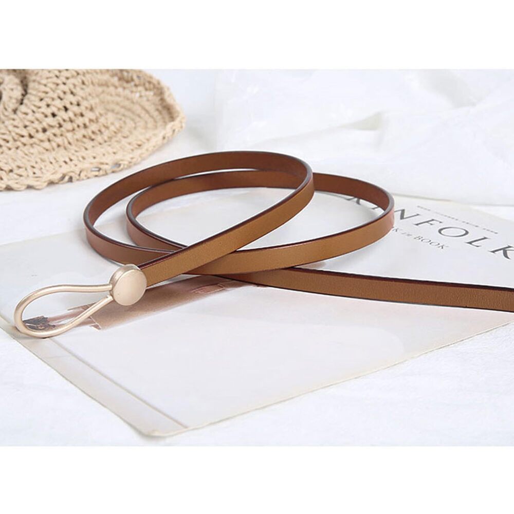 2277 Women's Leather Belt Dress Fashion Skinny Tie A Knot - Picture 3 of 7